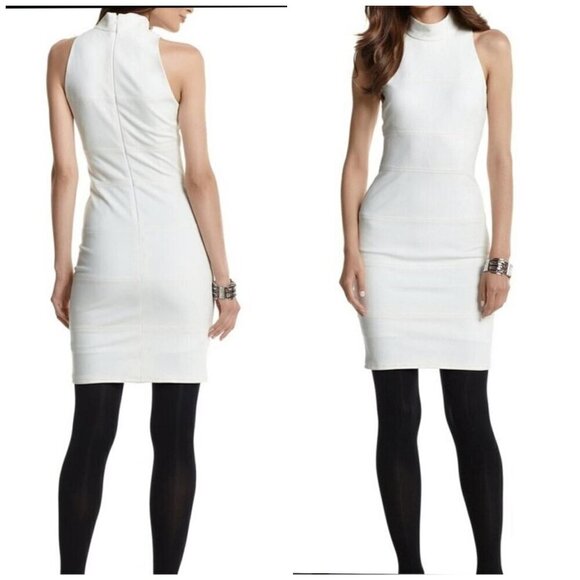 White House Black Market Head Turning Sheath White Mini Dress size 4 Career - Picture 6 of 11